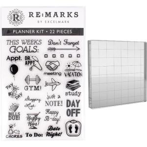 imageCling Stamp Set with 4quotx 4quotClear Acrylic Stamp Block Planner