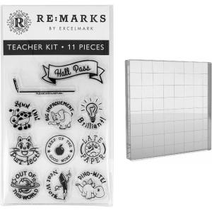 imageCling Stamp Set with 4quotx 4quotClear Acrylic Stamp Block Teacher