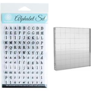 imageExcelMark Cling Stamp Set with 4quotx 4quotClear Acrylic Stamp Block Alphabet