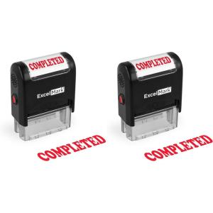 imageExcelMark Completed Self Inking Rubber Stamp  Red Ink916 inches x 112 inches Pack of 2