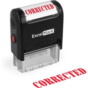 imageExcelMark Corrected Self Inking Rubber Stamp  Red Ink A1539