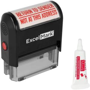 imageExcelMark Return to Sender NOT at This Address Self Inking Rubber Stamp  Red Ink A2359  Large Size Stamp Plus 5cc Refill Ink