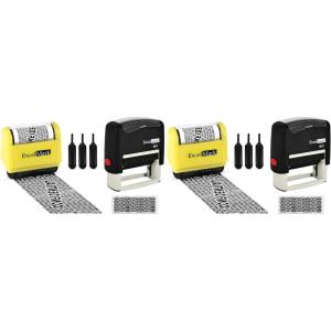 imageExcelMark Rolling Identity Theft Guard Stamp Roller Stamp Refill Ink and SelfInking Stamp15 inches Pack of 2