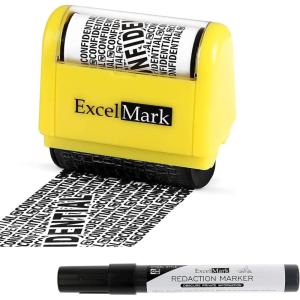 imageExcelMark Rolling Identity Theft Guard Stamp Roller Stamp and Redaction MarkerRoller Stamp and Redaction Marker