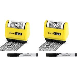 imageExcelMark Rolling Identity Theft Guard Stamp Roller Stamp and Redaction MarkerRoller Stamp and Redaction Marker Pack of 2