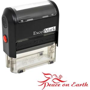 imageExcelMark SelfInking Christmas Rubber Stamp  Peace On Earth  Red Ink