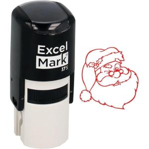 imageExcelMark SelfInking Christmas Rubber Stamp  Santa  Red Ink