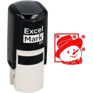 imageExcelMark SelfInking Christmas Rubber Stamp Snowman Red Ink