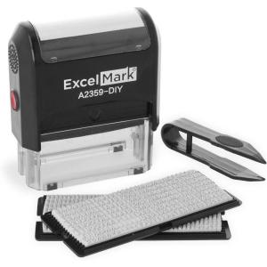 imageExcelMark SelfInking DIY Custom Rubber Stamp Kit  Personalized Stamper for Business or Home  Address Stamp Message Stamp and More BlackBlack Mount