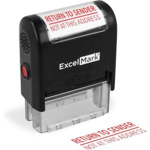 imageExcelMark SelfInking Rubber Stamp  Return to Sender Not at This Address  Red Ink MediumMedium