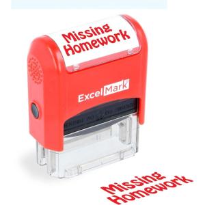imageExcelMark Sign HERE  SelfInking TwoColor Rubber Office Stamp  Red and Blue InkMISSING HOMEWORK