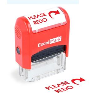 imageExcelMark Sign HERE  SelfInking TwoColor Rubber Office Stamp  Red and Blue InkPLEASE REDO