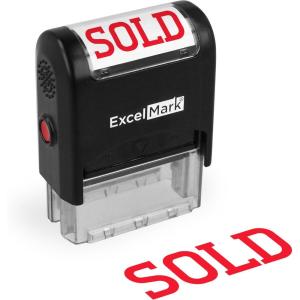 imageExcelMark Sold Self Inking Rubber Stamp  Red Ink A1539