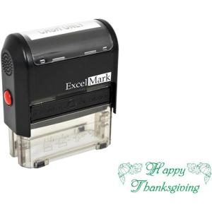 imageExcelMark Thanksgiving Rubber Stamp  Happy Thanksgiving  Green Ink