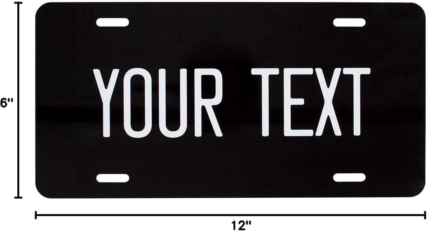 imageExcelMark Custom License Plate for Front of Car  Personalized Car Tags  6quotx 12quotUniversal Fit RedBlack