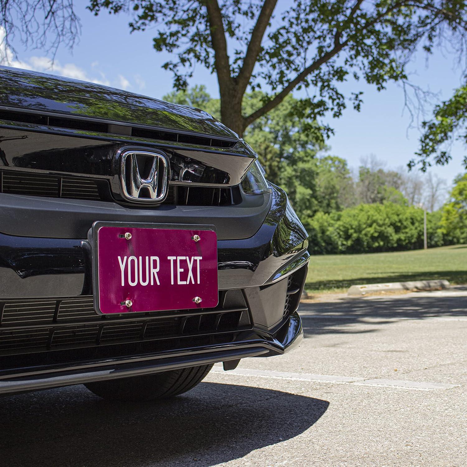 imageExcelMark Custom License Plate for Front of Car  Personalized Car Tags  6quotx 12quotUniversal Fit RedCranberry