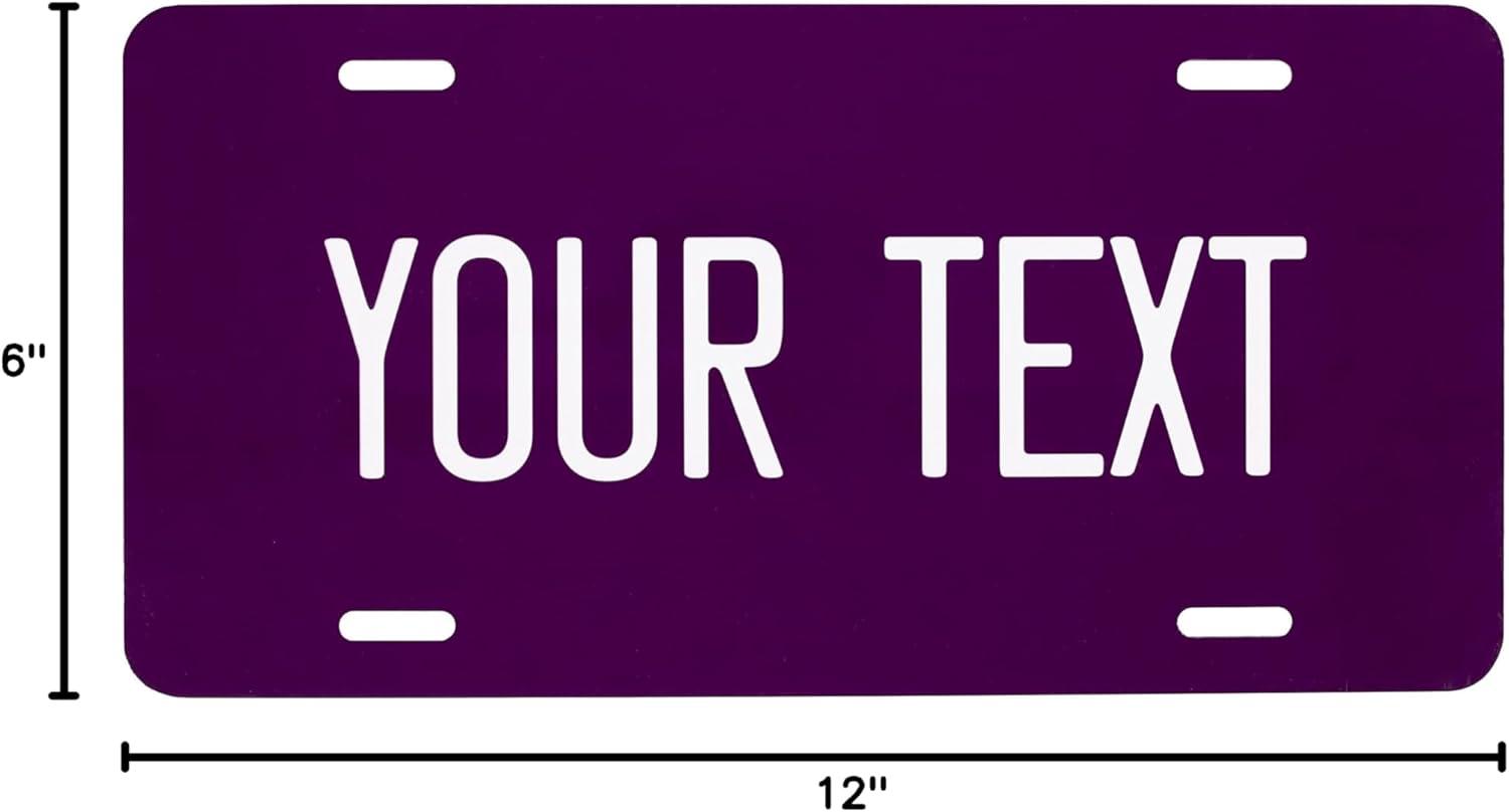 imageExcelMark Custom License Plate for Front of Car  Personalized Car Tags  6quotx 12quotUniversal Fit RedEggplant