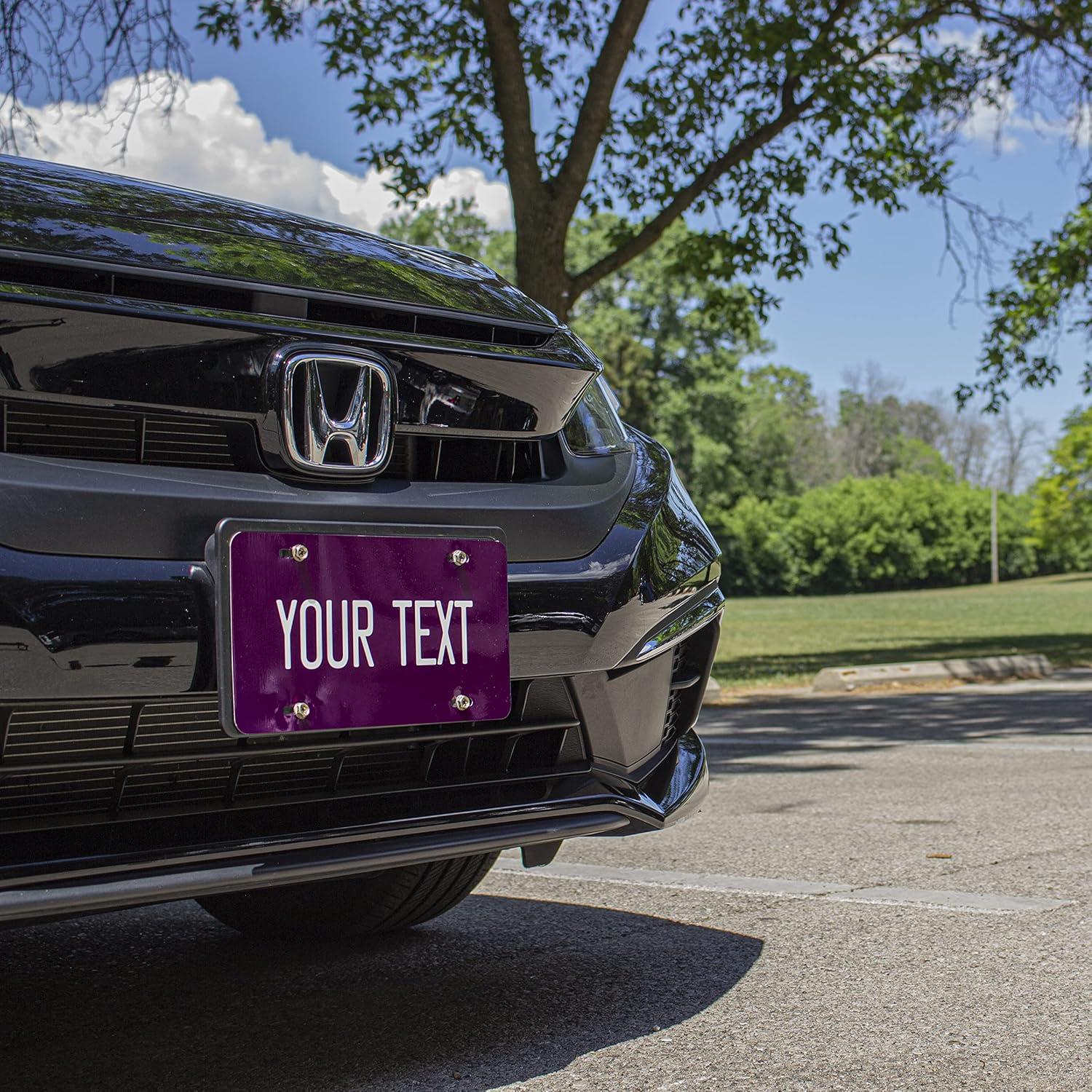 imageExcelMark Custom License Plate for Front of Car  Personalized Car Tags  6quotx 12quotUniversal Fit RedEggplant