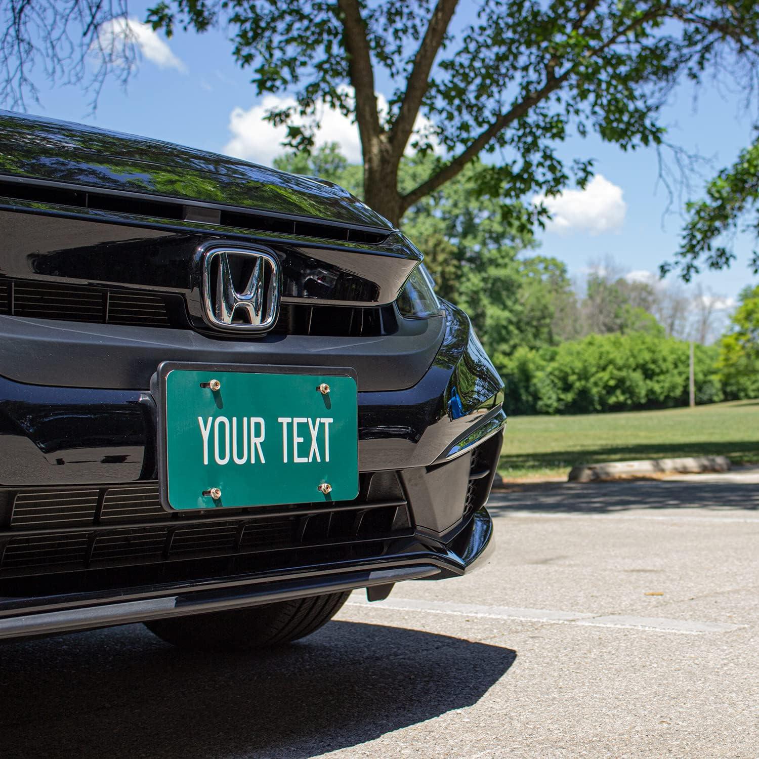 imageExcelMark Custom License Plate for Front of Car  Personalized Car Tags  6quotx 12quotUniversal Fit RedForest Green