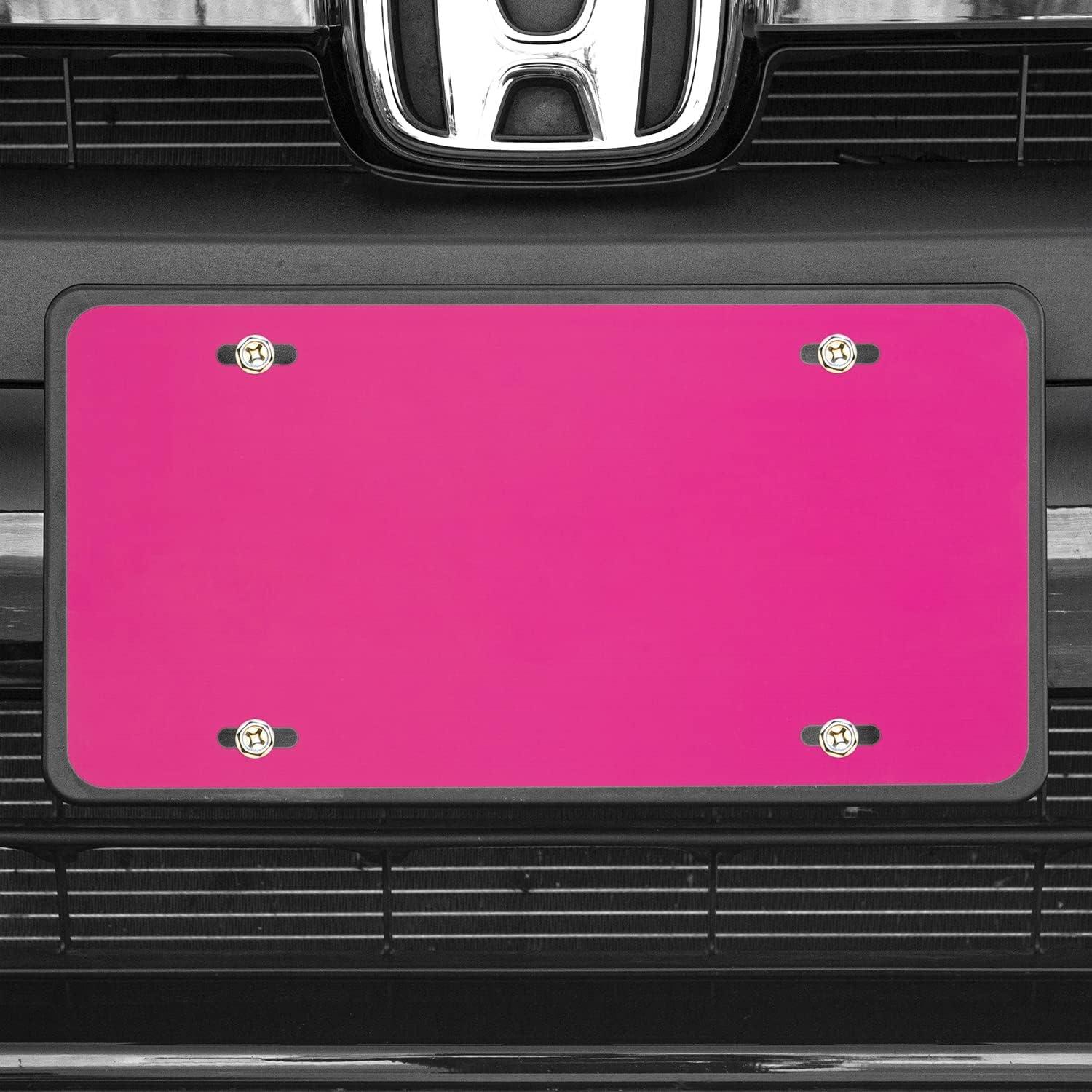 imageExcelMark Custom License Plate for Front of Car  Personalized Car Tags  6quotx 12quotUniversal Fit RedHot Pink