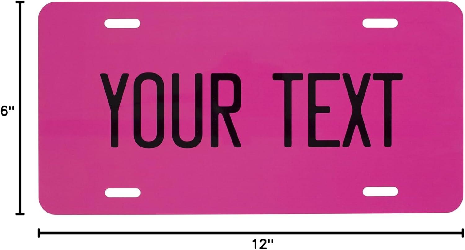 imageExcelMark Custom License Plate for Front of Car  Personalized Car Tags  6quotx 12quotUniversal Fit RedHot Pink
