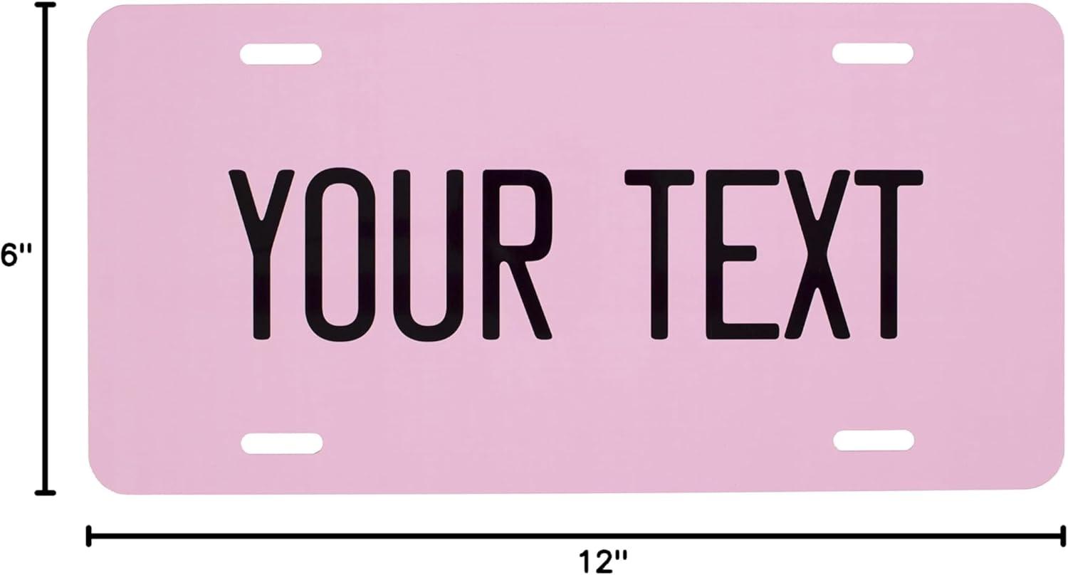 imageExcelMark Custom License Plate for Front of Car  Personalized Car Tags  6quotx 12quotUniversal Fit RedLight Pink