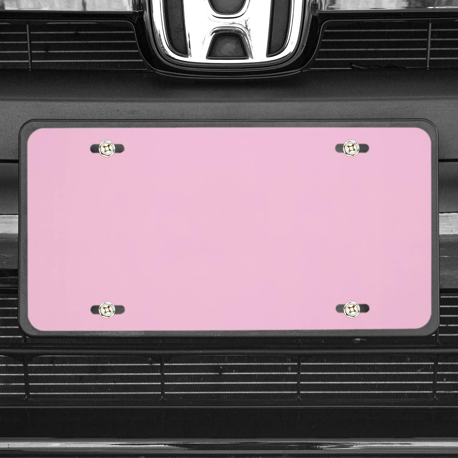 imageExcelMark Custom License Plate for Front of Car  Personalized Car Tags  6quotx 12quotUniversal Fit RedLight Pink