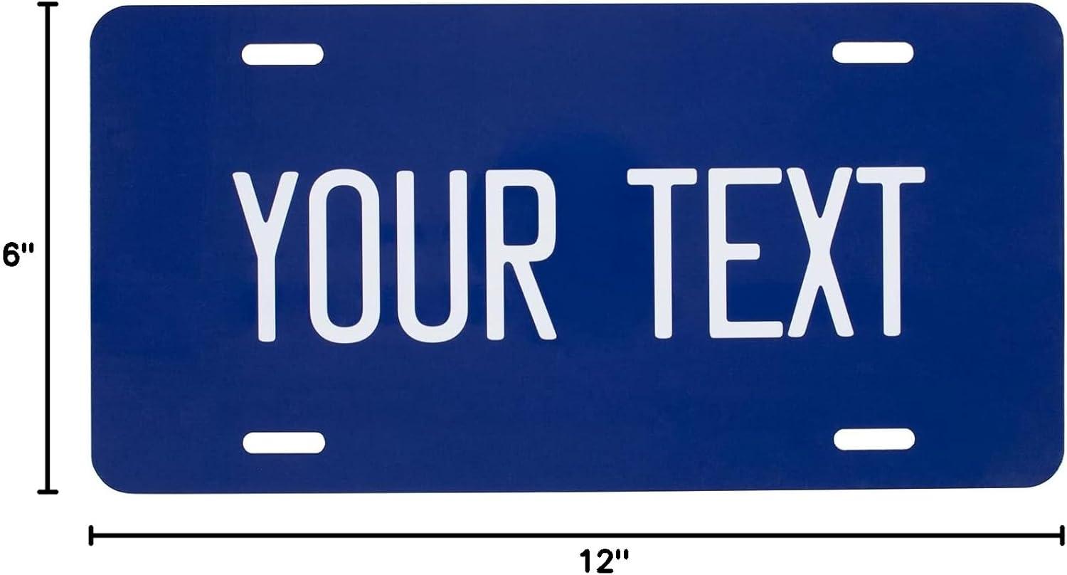imageExcelMark Custom License Plate for Front of Car  Personalized Car Tags  6quotx 12quotUniversal Fit RedNavy Blue