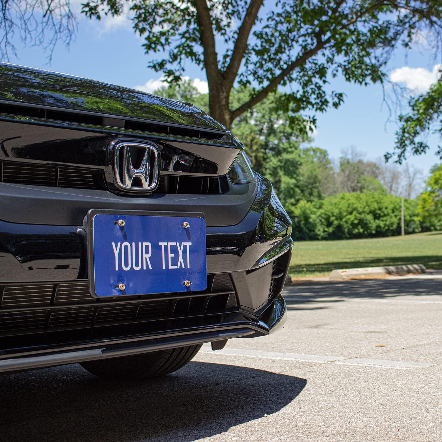 imageExcelMark Custom License Plate for Front of Car  Personalized Car Tags  6quotx 12quotUniversal Fit RedNavy Blue