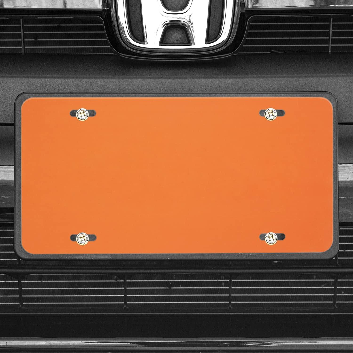 imageExcelMark Custom License Plate for Front of Car  Personalized Car Tags  6quotx 12quotUniversal Fit RedOrange