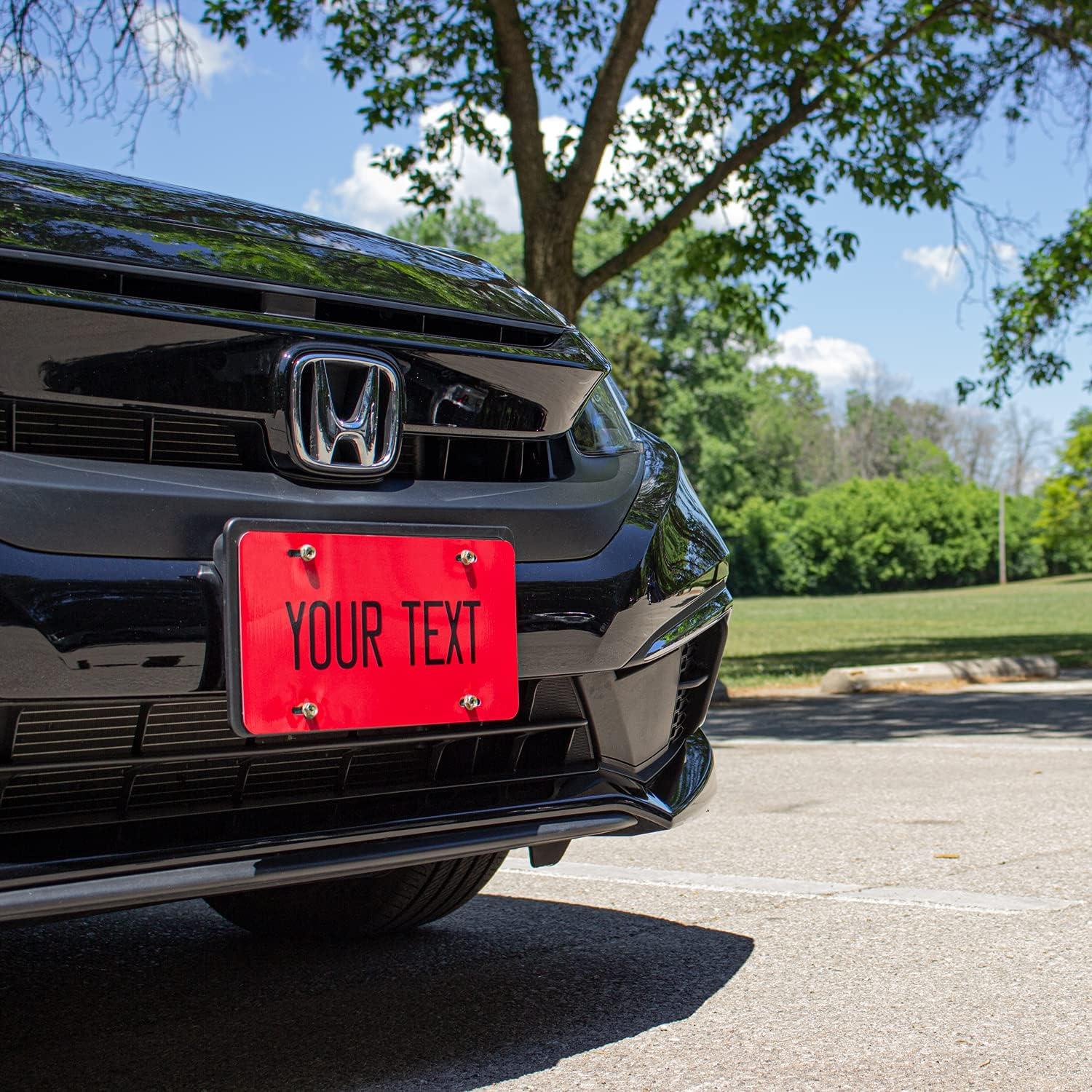 imageExcelMark Custom License Plate for Front of Car  Personalized Car Tags  6quotx 12quotUniversal Fit RedRed
