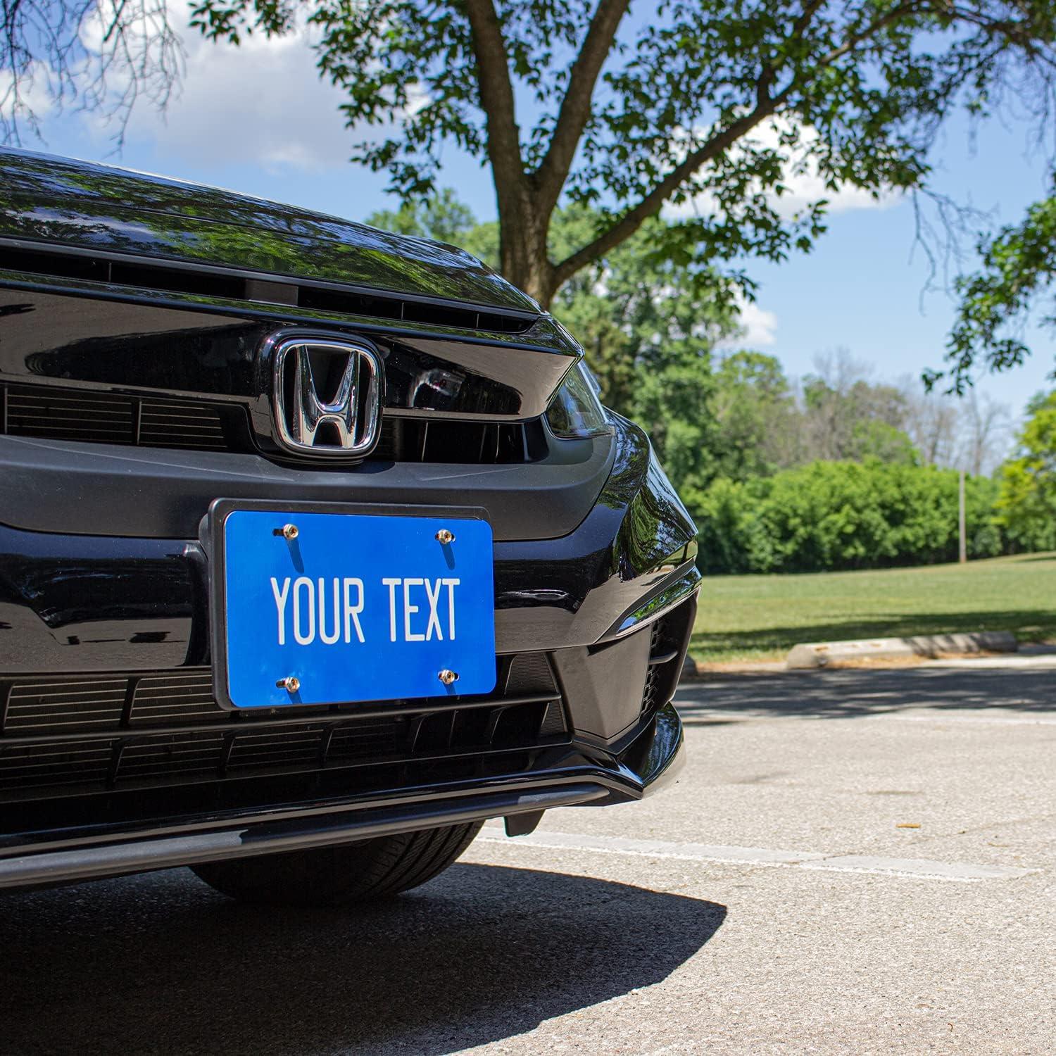 imageExcelMark Custom License Plate for Front of Car  Personalized Car Tags  6quotx 12quotUniversal Fit RedRoyal Blue