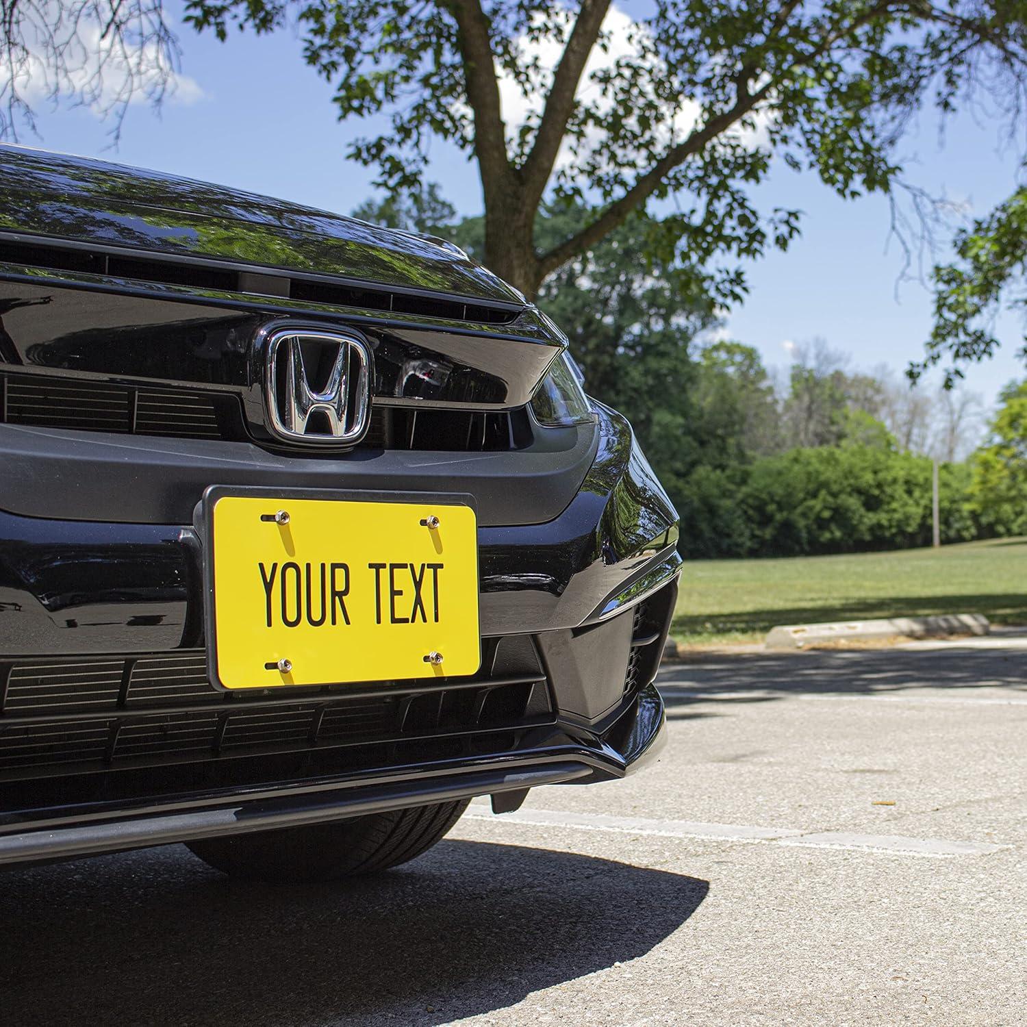 imageExcelMark Custom License Plate for Front of Car  Personalized Car Tags  6quotx 12quotUniversal Fit RedYellow