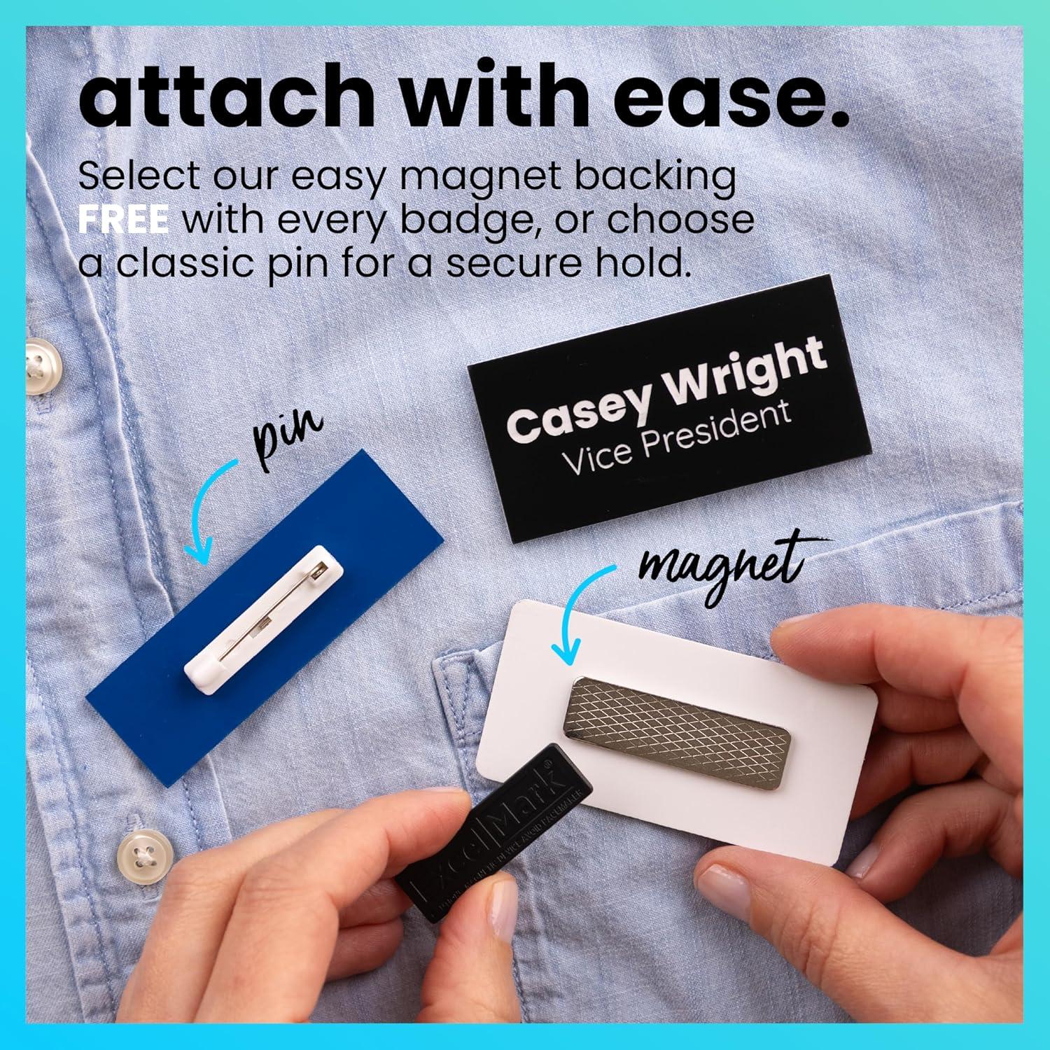 ExcelMark Custom Name Tag – Engraved Name Badge with Pin or Magnetic ...