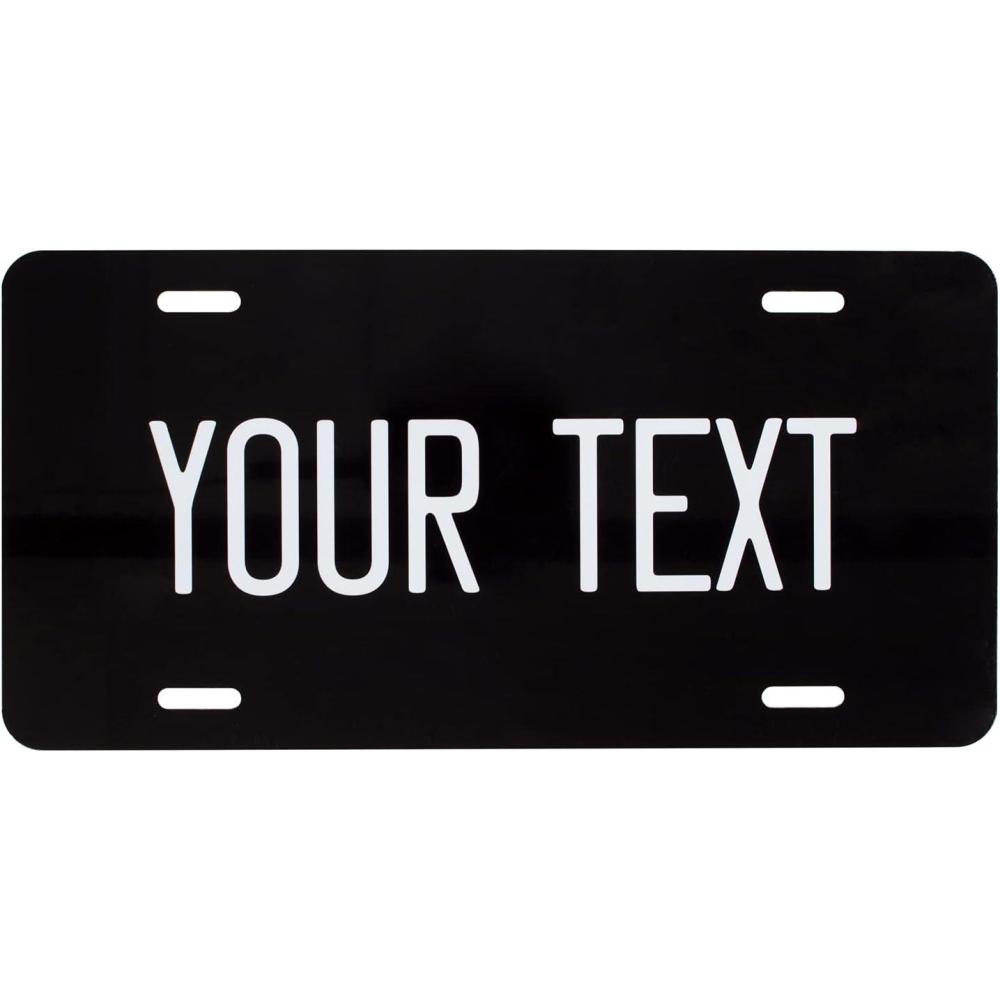imageExcelMark Custom License Plate for Front of Car  Personalized Car Tags  6quotx 12quotUniversal Fit RedBlack