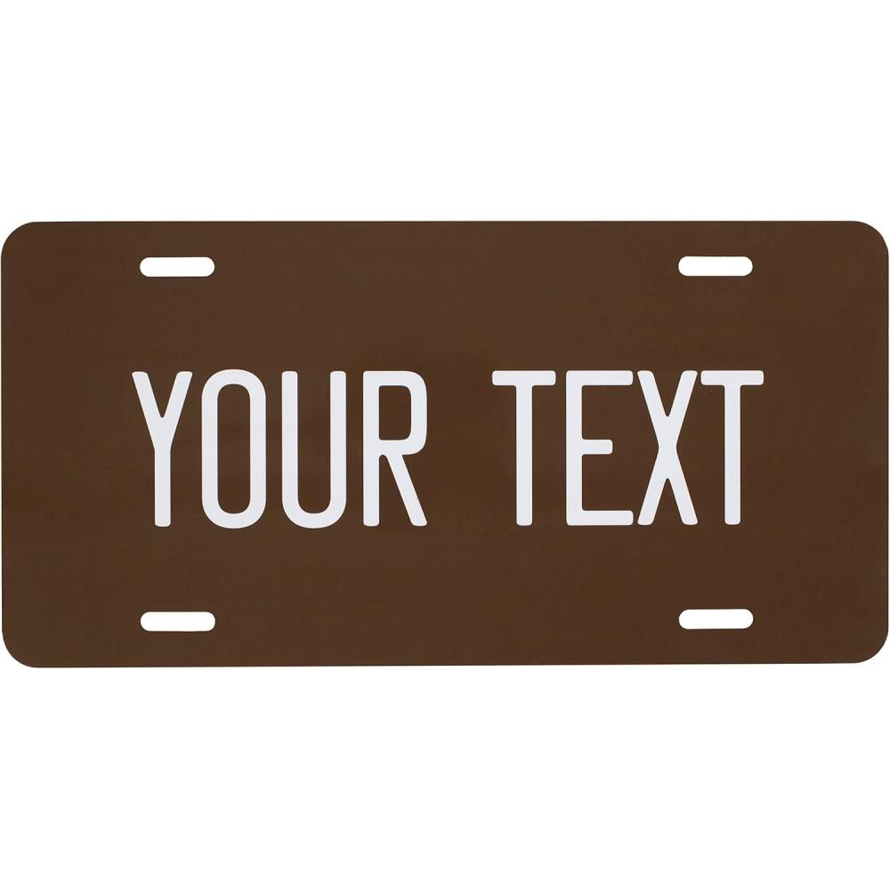imageExcelMark Custom License Plate for Front of Car  Personalized Car Tags  6quotx 12quotUniversal Fit RedBrown