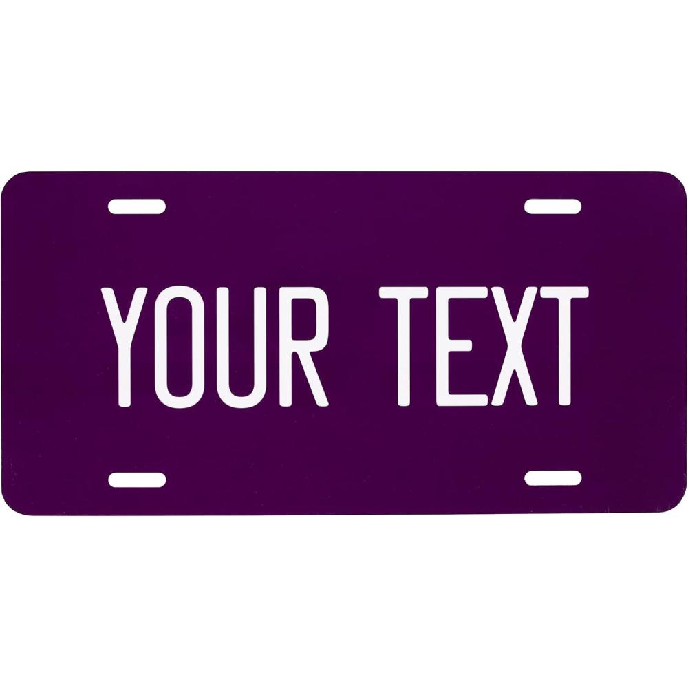 imageExcelMark Custom License Plate for Front of Car  Personalized Car Tags  6quotx 12quotUniversal Fit RedEggplant