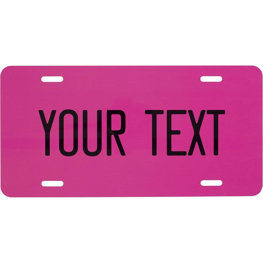 imageExcelMark Custom License Plate for Front of Car  Personalized Car Tags  6quotx 12quotUniversal Fit RedHot Pink