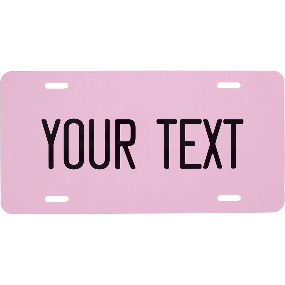 imageExcelMark Custom License Plate for Front of Car  Personalized Car Tags  6quotx 12quotUniversal Fit RedLight Pink