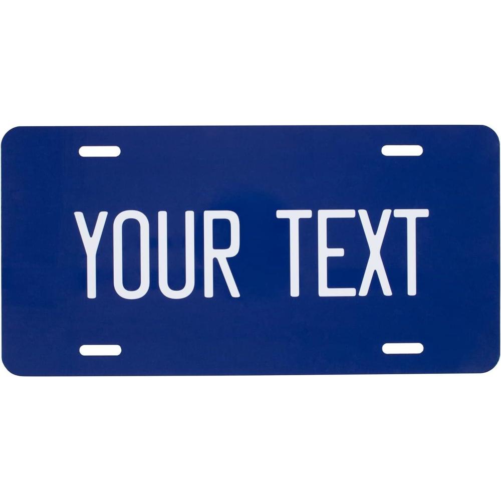 imageExcelMark Custom License Plate for Front of Car  Personalized Car Tags  6quotx 12quotUniversal Fit RedNavy Blue