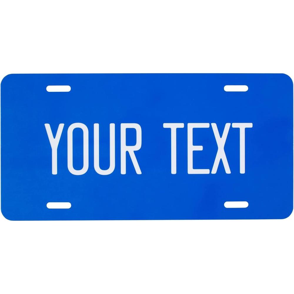 imageExcelMark Custom License Plate for Front of Car  Personalized Car Tags  6quotx 12quotUniversal Fit RedRoyal Blue