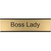 imageExcelMark Boss Lady Desk Plate  2quot x 8quot Novelty Name Plate  Gold Name Plate with Black Desk Holder