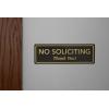 imageExcelMark No Soliciting Sign  SelfStick Label  Made in the USA Small  2quotx 6quot Black with Gold LettersBlackGold