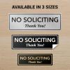 imageExcelMark No Soliciting Sign  SelfStick Label  Made in the USA Small  2quotx 6quot Black with Gold LettersWhiteBlack