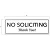imageExcelMark No Soliciting Sign  SelfStick Label  Made in the USA Small  2quotx 6quot Black with Gold LettersWhiteBlack