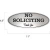 imageExcelMark No Soliciting Sign for House or Business  Durable IndoorOutdoor Sign  Easily Attach to Front Door  UV and Weather Resistant Extra Large  45quotx 11quot Brushed Silver with Black Letters