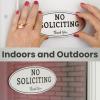 imageExcelMark No Soliciting Sign for House or Business  Durable IndoorOutdoor Sign  Easily Attach to Front Door  UV and Weather Resistant Extra Large  45quotx 11quot Brushed Silver with Black Letters