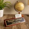 imageExcelMark Personalized Walnut Wood Business Desk Black Name Plate with Gold Letters  2quotx 8quotRosewood wCard Holder
