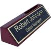 imageExcelMark Personalized Walnut Wood Business Desk Black Name Plate with Gold Letters  2quotx 8quotRosewood wCard Holder