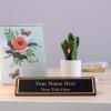 imageExcelMark Personalized Walnut Wood Business Desk Black Name Plate with Gold Letters  2quotx 8quotWalnut